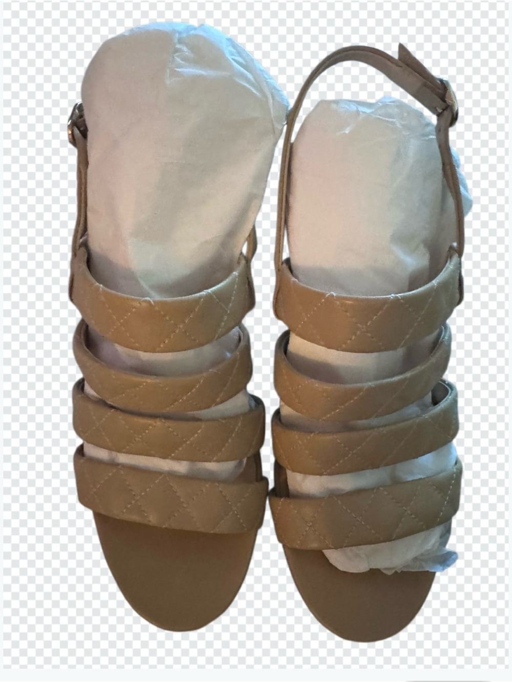 CHANEL Quilted Strappy Sandals in Tan
